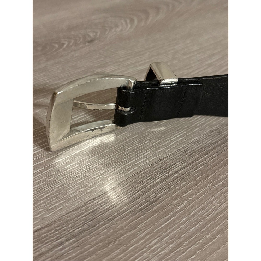 Brighton Womens Black Leather Western Studded Belt Silver Buckle 38 Designer - Picture 9 of 9